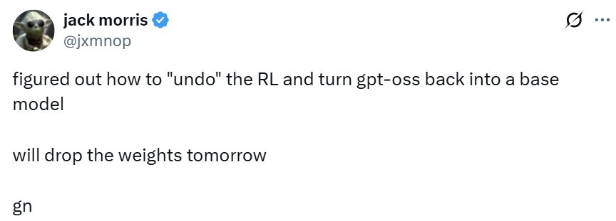 OpenAI没开源的gpt-oss基础模型，他去掉强化学习逆转出来了